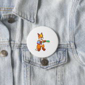 Fox met handdoeken en penseel ronde button 7,6 cm (In situ)