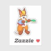 Fox met handdoeken en penseel sticker (Vel)