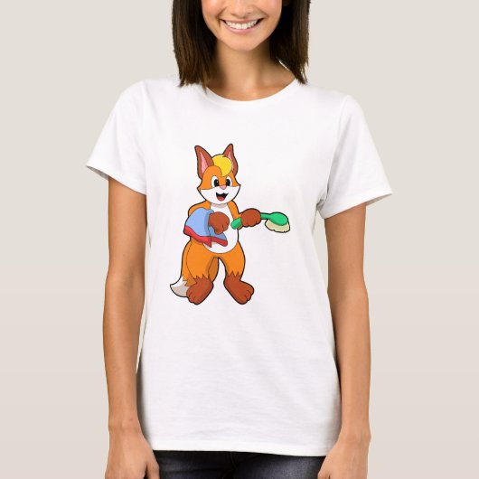 Fox met handdoeken en penseel t-shirt (Voorkant)