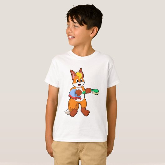 Fox met handdoeken en penseel t-shirt (Voorkant volledig)