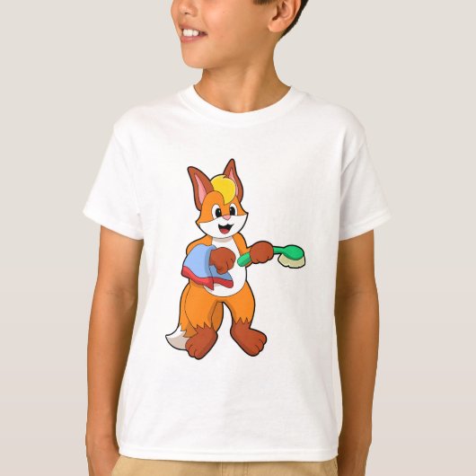 Fox met handdoeken en penseel t-shirt (Voorkant)