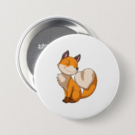 Fox met hart ronde button 7,6 cm (Voorkant /achterkant)