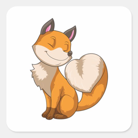 Fox met hart vierkante sticker (Voorkant)