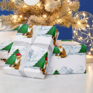 Fox met kerstboompapier voor kinderen cadeaupapier