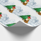 Fox met kerstboompapier voor kinderen cadeaupapier (Hoek)