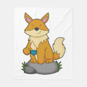 Fox met koffiebeker fleece deken (Voorkant)