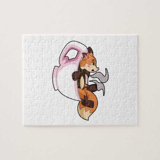 Fox met koffiebeker legpuzzel (Horizontaal)