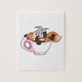 Fox met koffiebeker legpuzzel (Verticaal)