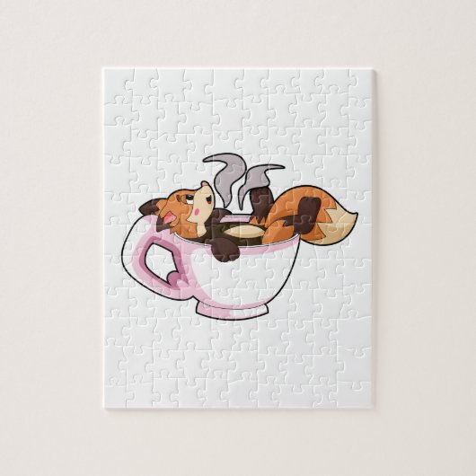 Fox met koffiebeker legpuzzel (Verticaal)