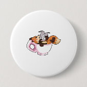 Fox met koffiebeker ronde button 7,6 cm (Voorkant)