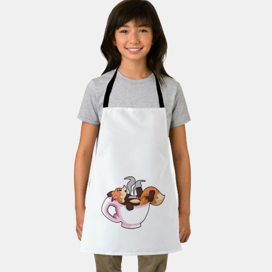 Fox met koffiebeker schort (Insitu)