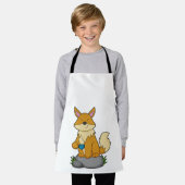 Fox met koffiebeker schort (Gedragen)