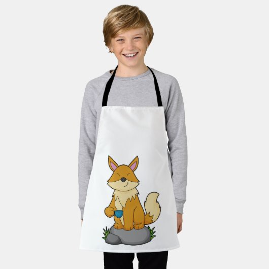 Fox met koffiebeker schort (Gedragen)