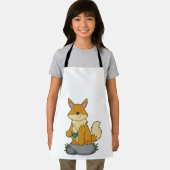 Fox met koffiebeker schort (Insitu)