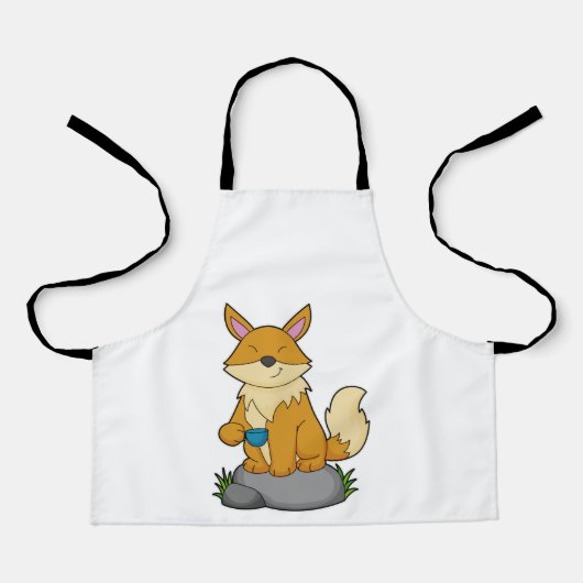 Fox met koffiebeker schort (Voorkant)