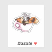 Fox met koffiebeker sticker (Vel)