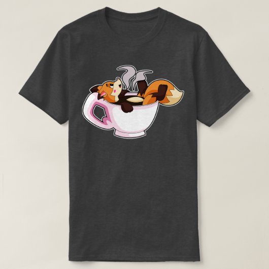 Fox met koffiebeker t-shirt (Design voorkant)