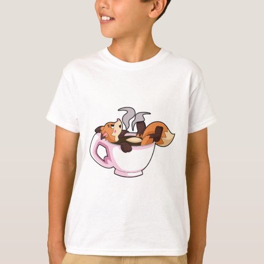 Fox met koffiebeker t-shirt (Voorkant)