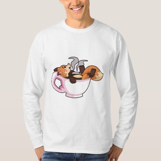 Fox met koffiebeker t-shirt (Voorkant)