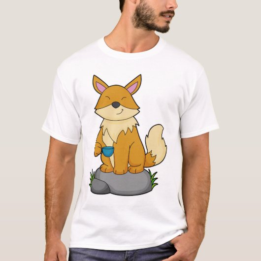 Fox met koffiebeker t-shirt (Voorkant)