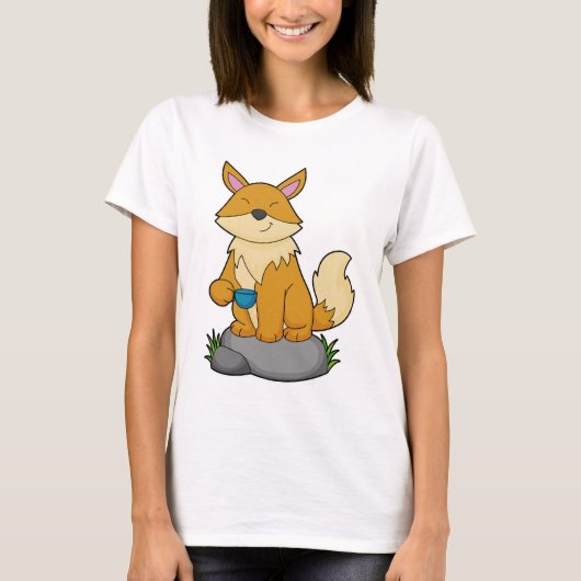 Fox met koffiebeker t-shirt (Voorkant)