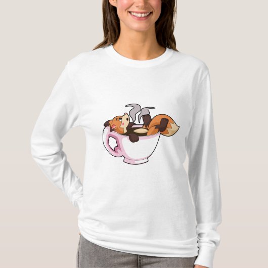 Fox met koffiebeker t-shirt (Voorkant)