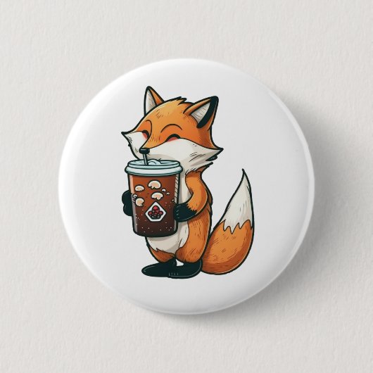 Fox met kop ronde button 5,7 cm (Voorkant)