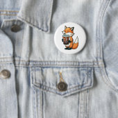 Fox met kop ronde button 5,7 cm (In situ)