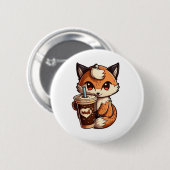 Fox met kop ronde button 5,7 cm (Voorkant /achterkant)