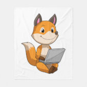 Fox met laptop fleece deken (Voorkant)