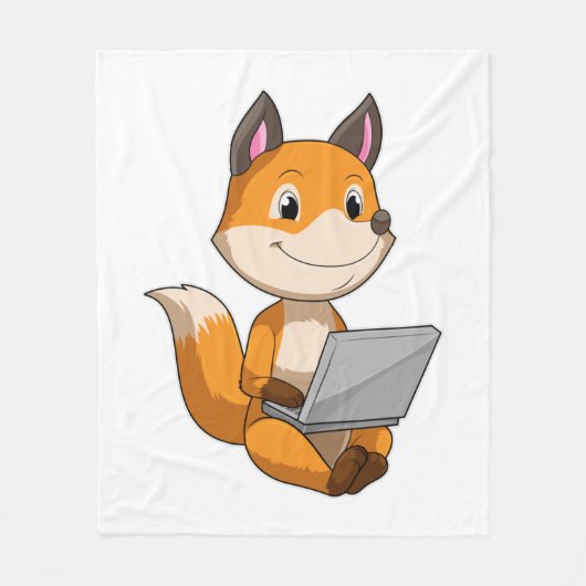 Fox met laptop fleece deken (Voorkant)