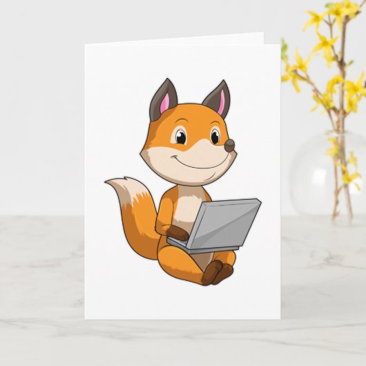 Fox met laptop kaart (Gele Bloem)