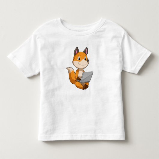 Fox met laptop kinder shirts (Voorkant)