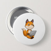 Fox met laptop ronde button 7,6 cm (Voorkant /achterkant)
