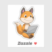 Fox met laptop sticker (Vel)