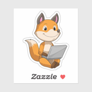 Fox met laptop sticker