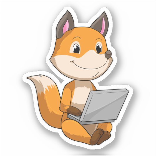 Fox met laptop sticker (Voorkant)