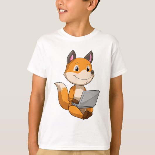 Fox met laptop t-shirt (Voorkant)