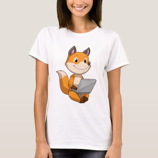 Fox met laptop t-shirt (Voorkant)