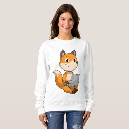 Fox met laptop trui (Voorkant volledig)