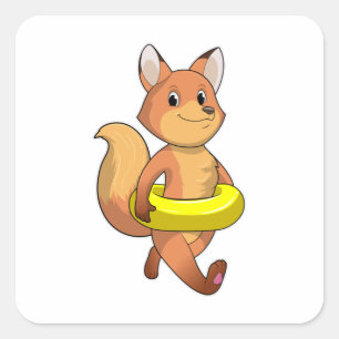 Fox met Lifebuoy Vierkante Sticker