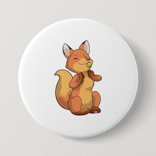 Fox met Lollipop Ronde Button 7,6 Cm (Voorkant)