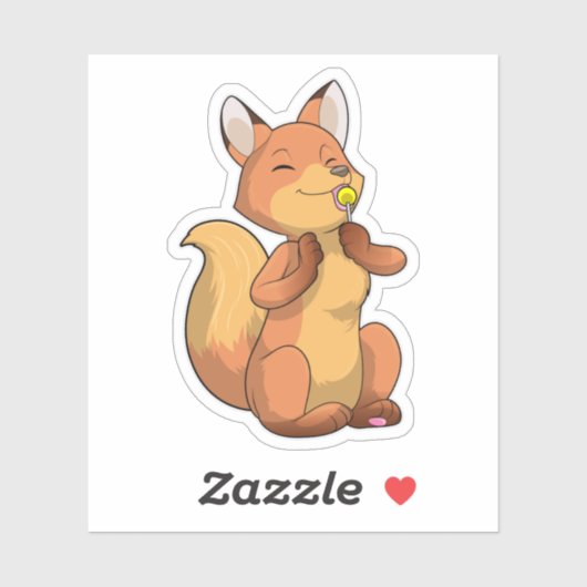 Fox met Lollipop Sticker (Vel)