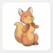Fox met Lollipop Vierkante Sticker (Voorkant)