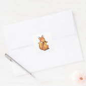 Fox met Lollipop Vierkante Sticker (Envelop)