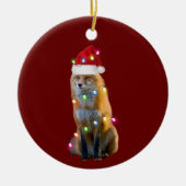 Fox met Pet licht kerstmis Keramisch Ornament (Voorkant)