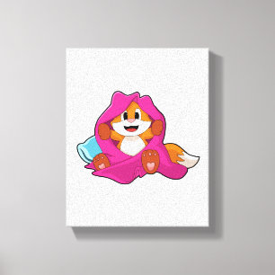 Fox met Pillow en Blanket Canvas Afdruk