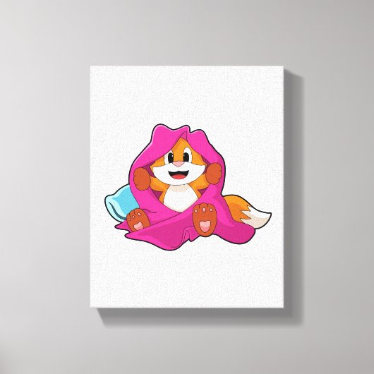 Fox met Pillow en Blanket Canvas Afdruk (Voorkant)