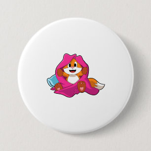 Fox met Pillow en Blanket Ronde Button 7,6 Cm