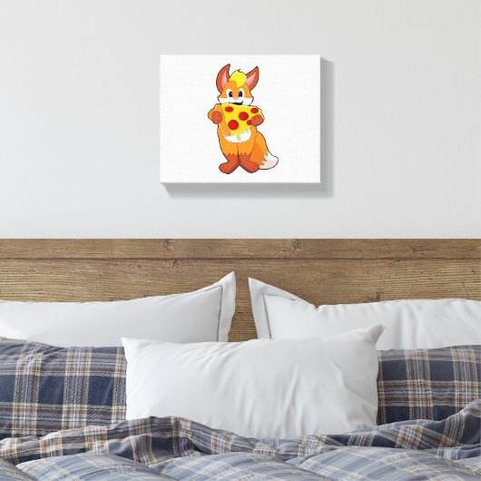 Fox met Pizza Canvas Afdruk (Insitu (Slaapkamer))